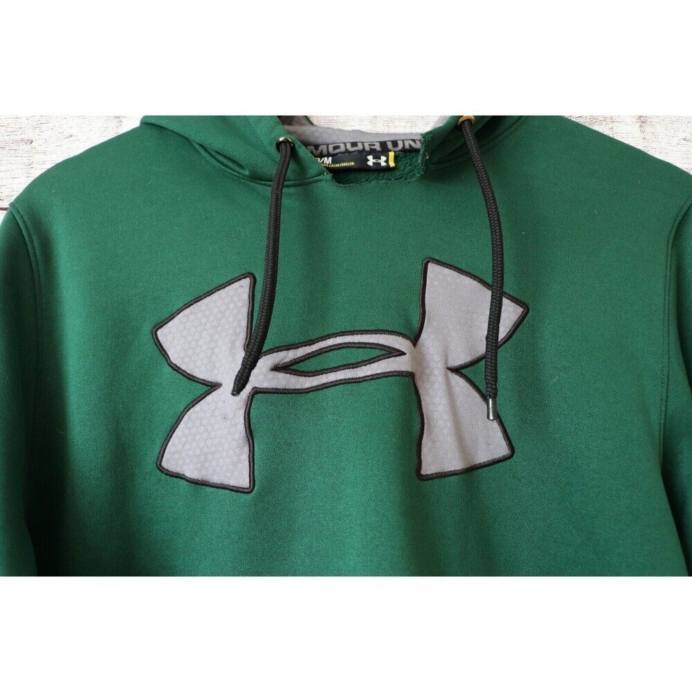 Under Armour Medium Green Gray Pullover Hoodie Small Cut Flaw